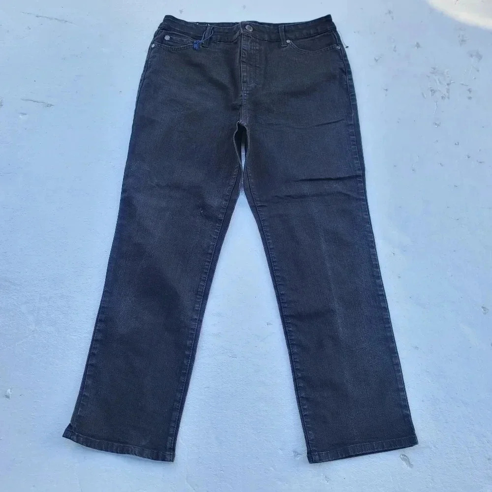 Bandolino Blu Mandie Jeans Womens Short Petite 14S Black Skinny Mid Rise Pants